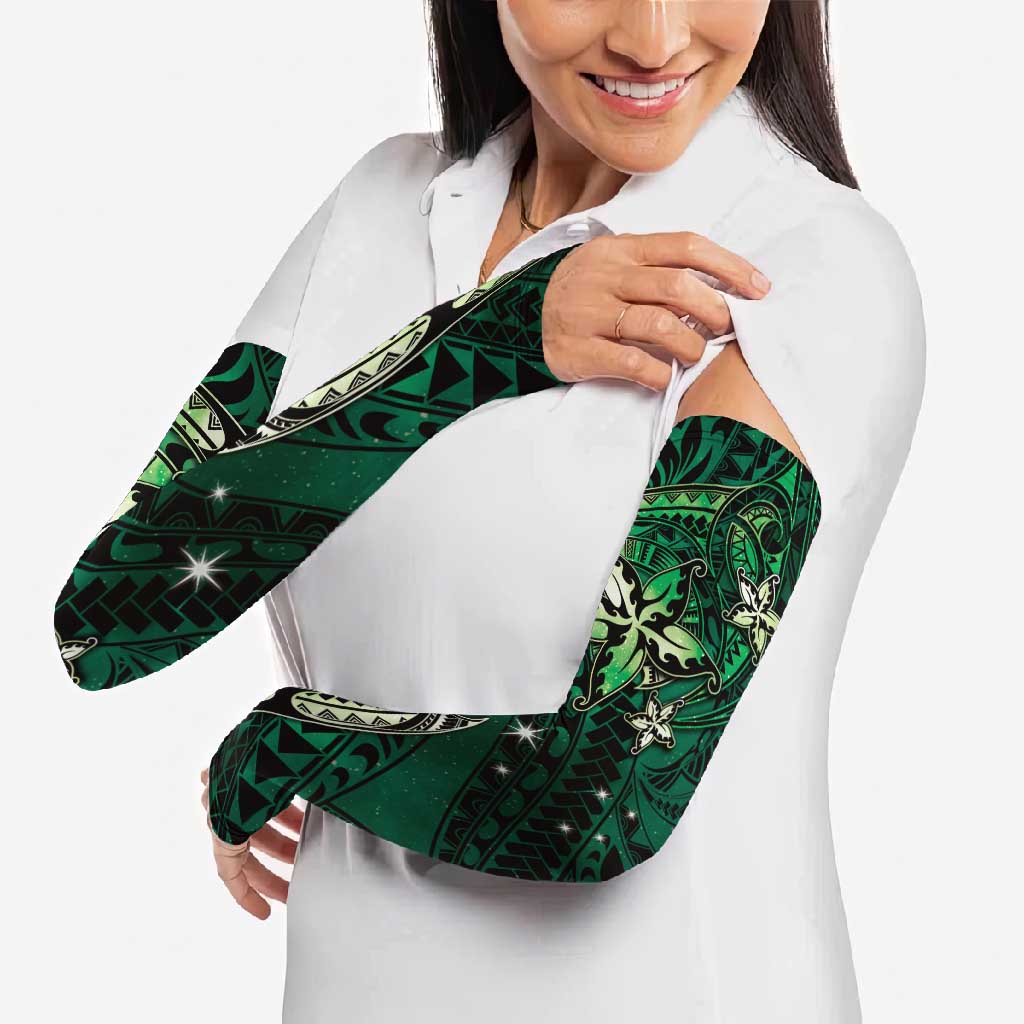 Hawaii Makahiki Season Arm Sleeves Floral Tribal Tattoo Green Galaxy LT05 - Polynesian Pride