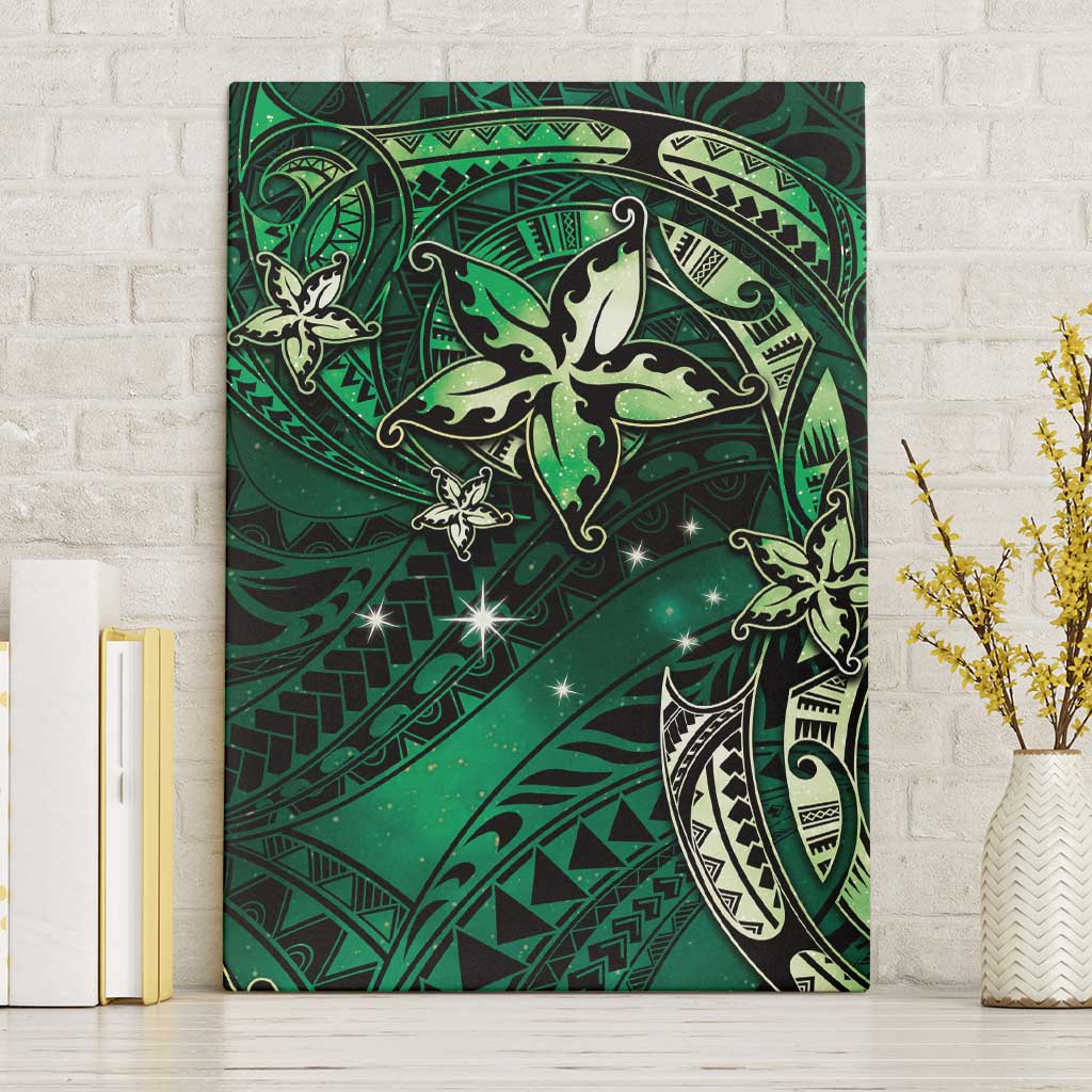 Hawaii Makahiki Season Canvas Wall Art Floral Tribal Tattoo Green Galaxy LT05 Without Frame Green - Polynesian Pride