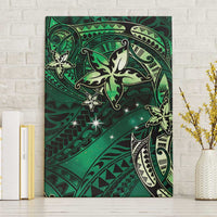 Hawaii Makahiki Season Canvas Wall Art Floral Tribal Tattoo Green Galaxy LT05 Without Frame Green - Polynesian Pride