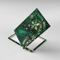 Hawaii Makahiki Season Canvas Wall Art Floral Tribal Tattoo Green Galaxy LT05 With Frame Green - Polynesian Pride