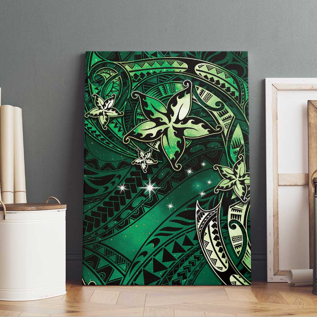 Hawaii Makahiki Season Canvas Wall Art Floral Tribal Tattoo Green Galaxy LT05 - Polynesian Pride