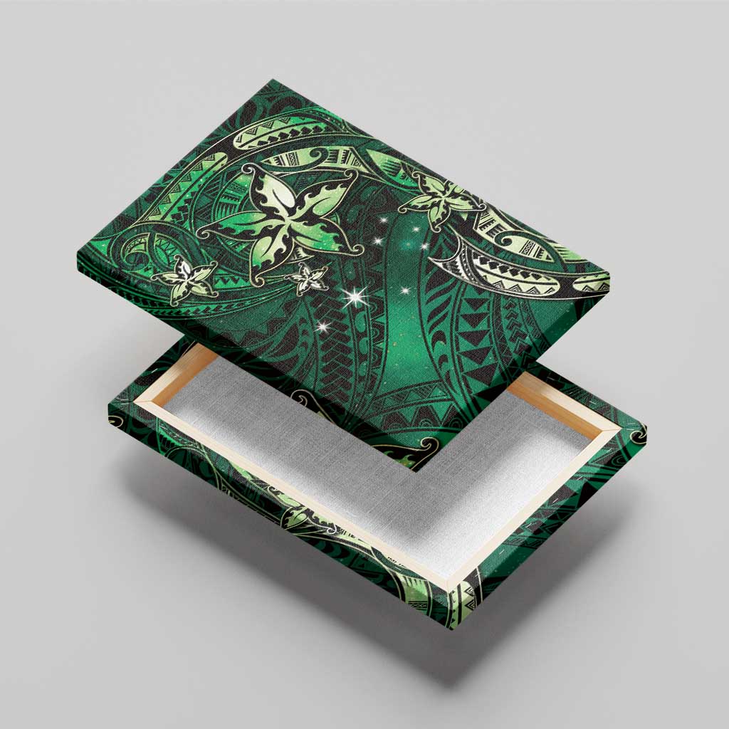 Hawaii Makahiki Season Canvas Wall Art Floral Tribal Tattoo Green Galaxy LT05 - Polynesian Pride