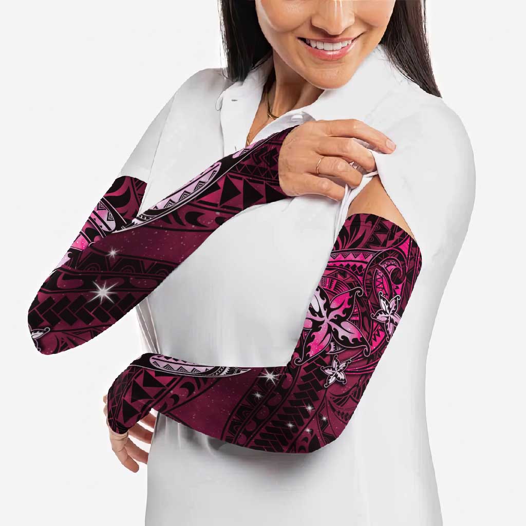 Hawaii Makahiki Season Arm Sleeves Floral Tribal Tattoo Pink Galaxy - Polynesian Pride