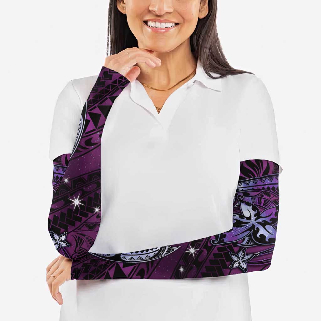 Hawaii Makahiki Season Arm Sleeves Floral Tribal Tattoo Purple Galaxy - Polynesian Pride