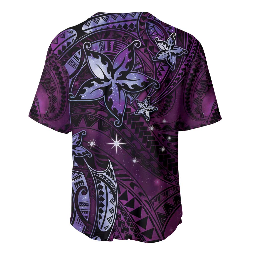 Hawaii Makahiki Season Baseball Jersey Floral Tribal Tattoo Purple Galaxy LT05 - Polynesian Pride