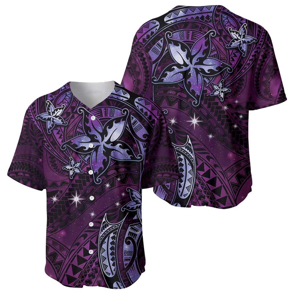Hawaii Makahiki Season Baseball Jersey Floral Tribal Tattoo Purple Galaxy LT05 - Polynesian Pride