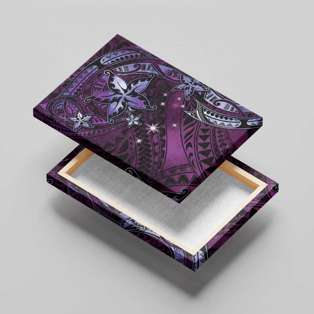 Hawaii Makahiki Season Canvas Wall Art Floral Tribal Tattoo Purple Galaxy