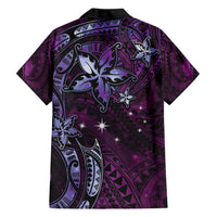 Hawaii Makahiki Season Family Matching Summer Maxi Dress and Hawaiian Shirt Floral Tribal Tattoo Purple Galaxy