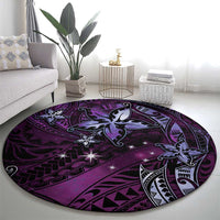 Hawaii Makahiki Season Round Carpet Floral Tribal Tattoo Purple Galaxy LT05 - Polynesian Pride