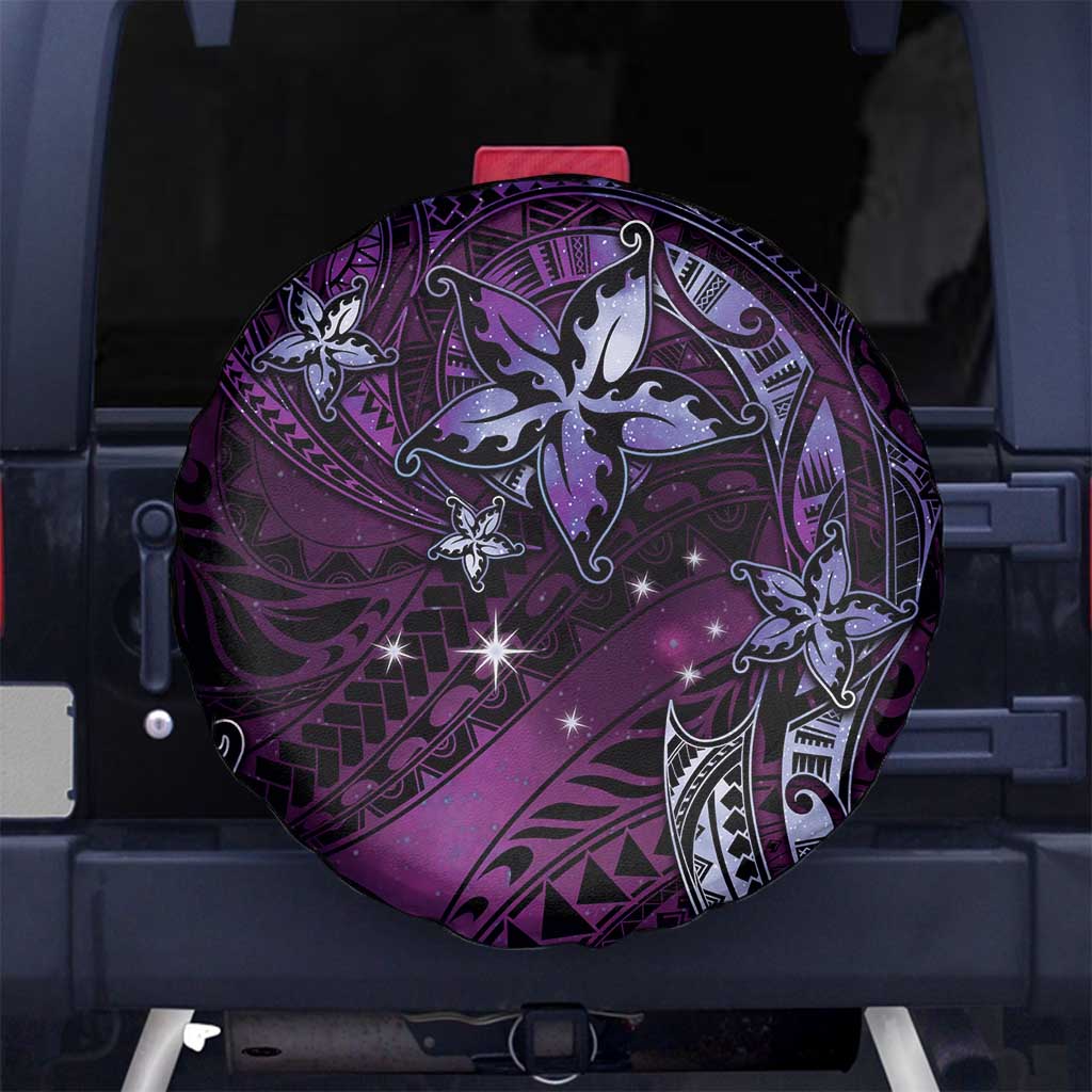 Hawaii Makahiki Season Spare Tire Cover Floral Tribal Tattoo Purple Galaxy