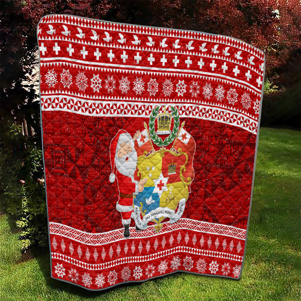 Tonga Christmas Quilt Kilisimasi Fiefia Santas Coat Of Arms LT05 - Polynesian Pride