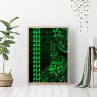 Hawaii Hauoli Makahiki Hou Canvas Wall Art Lono Hawaiian God Kakau Polynesian Tribal Green LT05 - Polynesian Pride