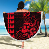 Hawaii Hauoli Makahiki Hou Beach Blanket Lono Hawaiian God Kakau Polynesian Tribal Red LT05 - Wonder Print Shop