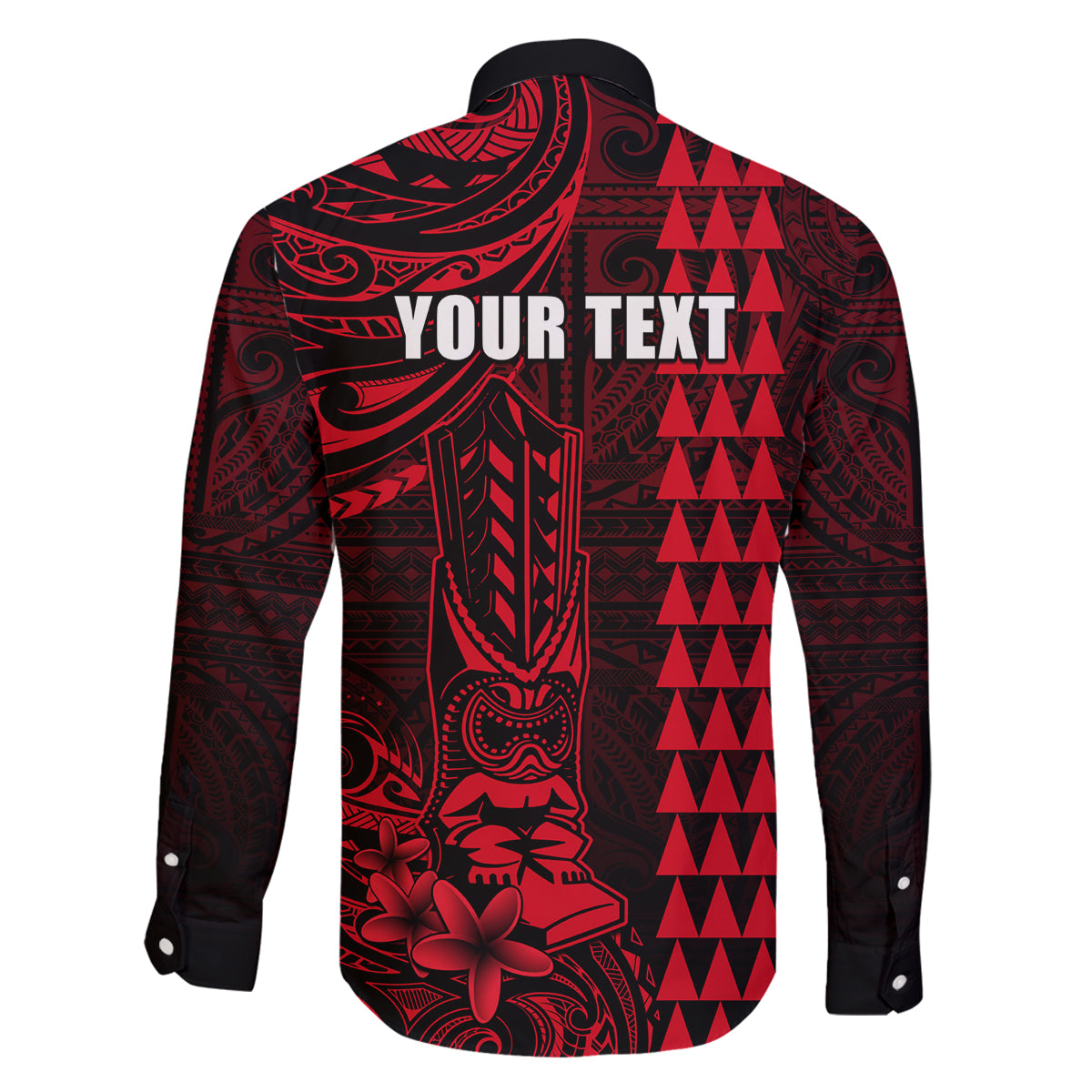 Personalized Hawaii Hauoli Makahiki Hou Family Matching Off Shoulder Long Sleeve Dress and Hawaiian Shirt Lono Hawaiian God Kakau Polynesian Tribal Red LT05 - Polynesian Pride
