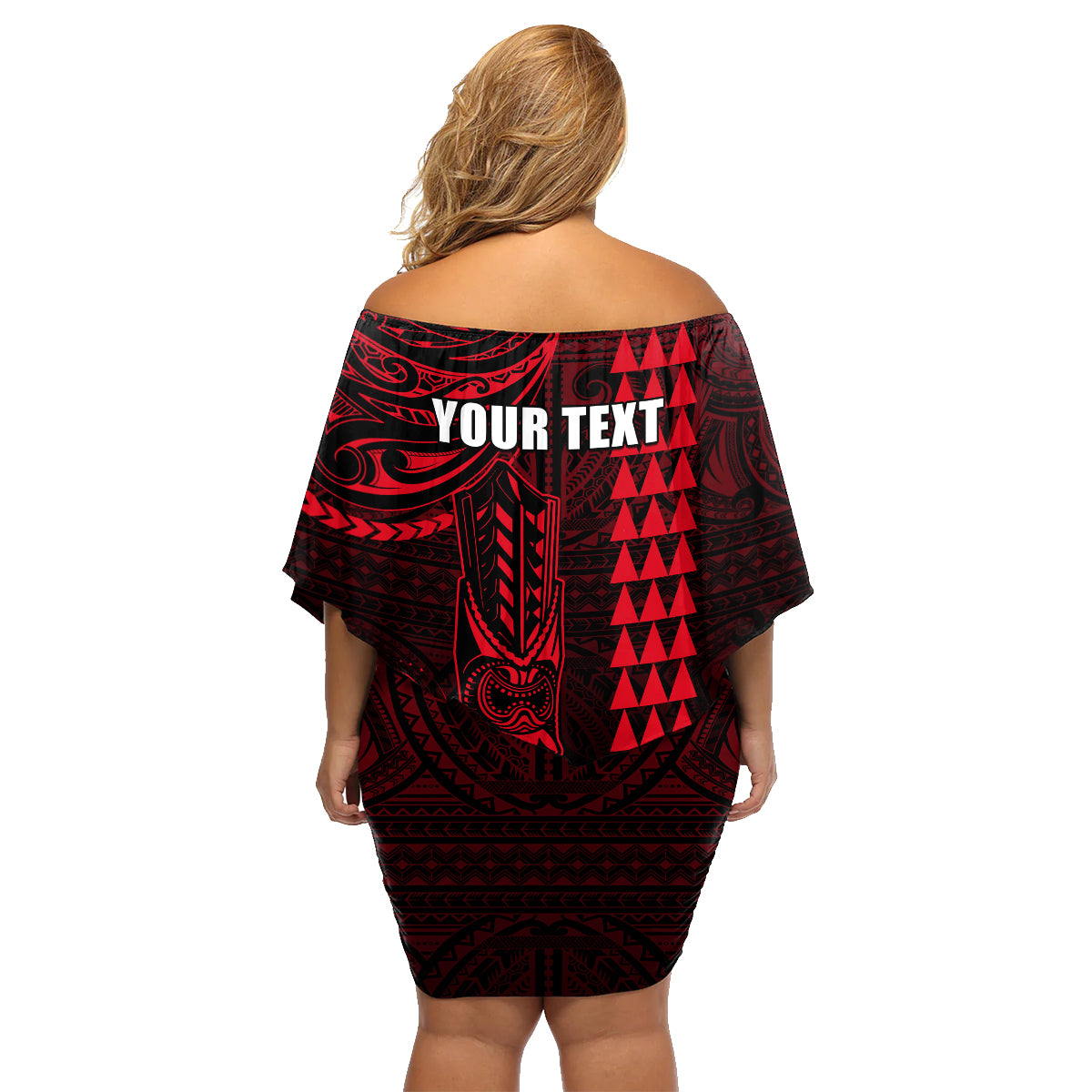Personalized Hawaii Hauoli Makahiki Hou Family Matching Off Shoulder Short Dress and Hawaiian Shirt Lono Hawaiian God Kakau Polynesian Tribal Red LT05 - Polynesian Pride