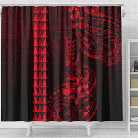 Hawaii Hauoli Makahiki Hou Shower Curtain Lono Hawaiian God Kakau Polynesian Tribal Red LT05 - Polynesian Pride