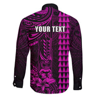 Personalized Hawaii Hauoli Makahiki Hou Family Matching Long Sleeve Bodycon Dress and Hawaiian Shirt Lono Hawaiian God Kakau Polynesian Tribal Pink LT05 - Polynesian Pride