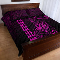 Hawaii Hauoli Makahiki Hou Quilt Bed Set Lono Hawaiian God Kakau Polynesian Tribal Pink LT05 - Polynesian Pride