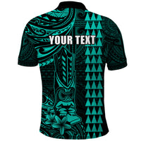 Personalized Hawaii Hauoli Makahiki Hou Polo Shirt Lono Hawaiian God Kakau Polynesian Tribal Turquoise LT05 - Polynesian Pride