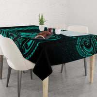 Hawaii Hauoli Makahiki Hou Tablecloth Lono Hawaiian God Kakau Polynesian Tribal Turquoise LT05 - Polynesian Pride