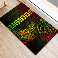 Hawaii Hauoli Makahiki Hou Rubber Doormat Lono Hawaiian God Kakau Polynesian Tribal Reggae LT05 - Polynesian Pride