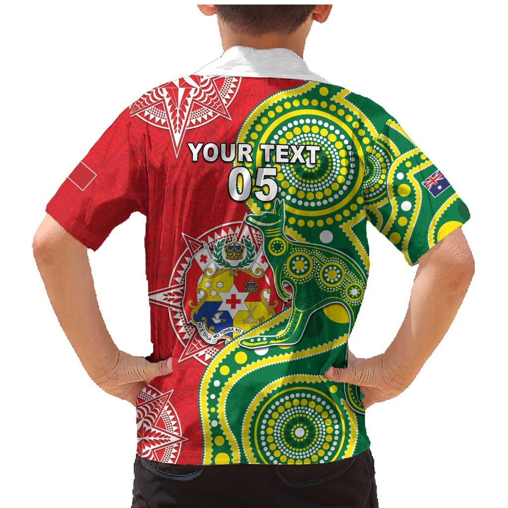 Custom Tonga Australia Rugby Family Matching Mermaid Dress and Hawaiian Shirt Kangaroos And Tonga Mate Maa Together