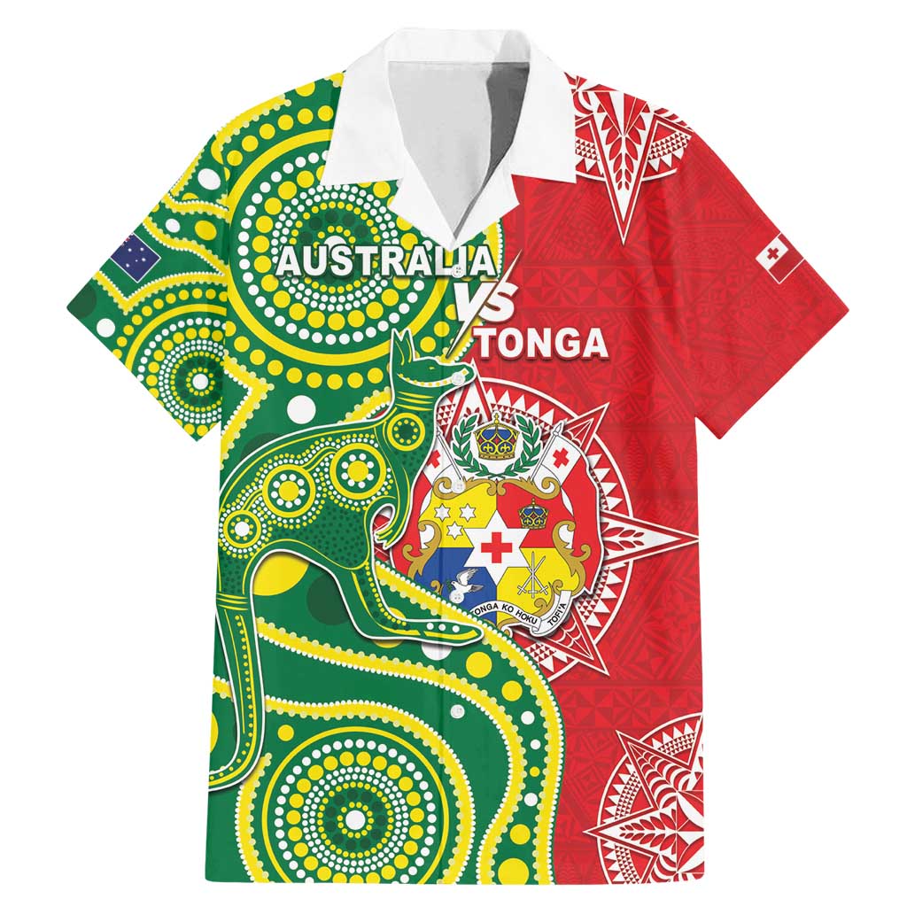 Custom Tonga Australia Rugby Family Matching Mermaid Dress and Hawaiian Shirt Kangaroos And Tonga Mate Maa Together