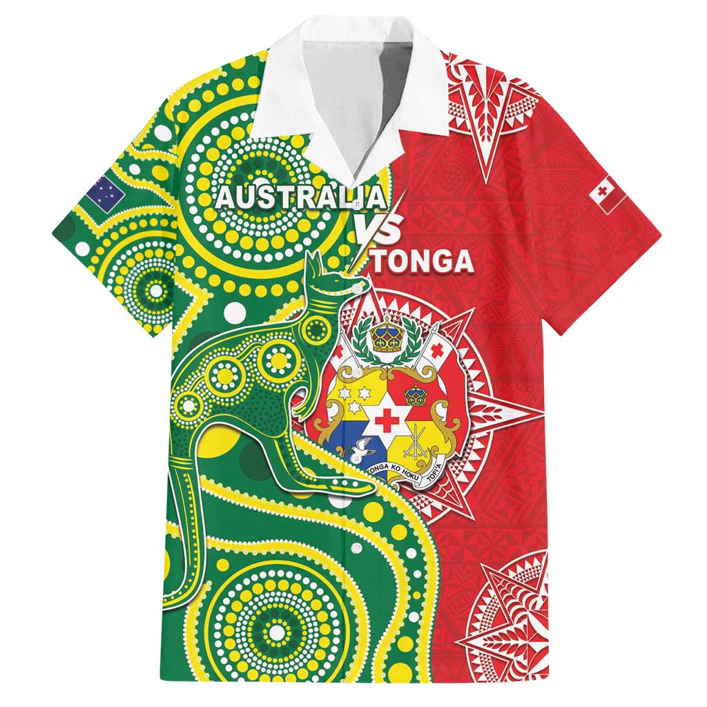 Custom Tonga Australia Rugby Family Matching Puletasi and Hawaiian Shirt Kangaroos And Tonga Mate Maa Together