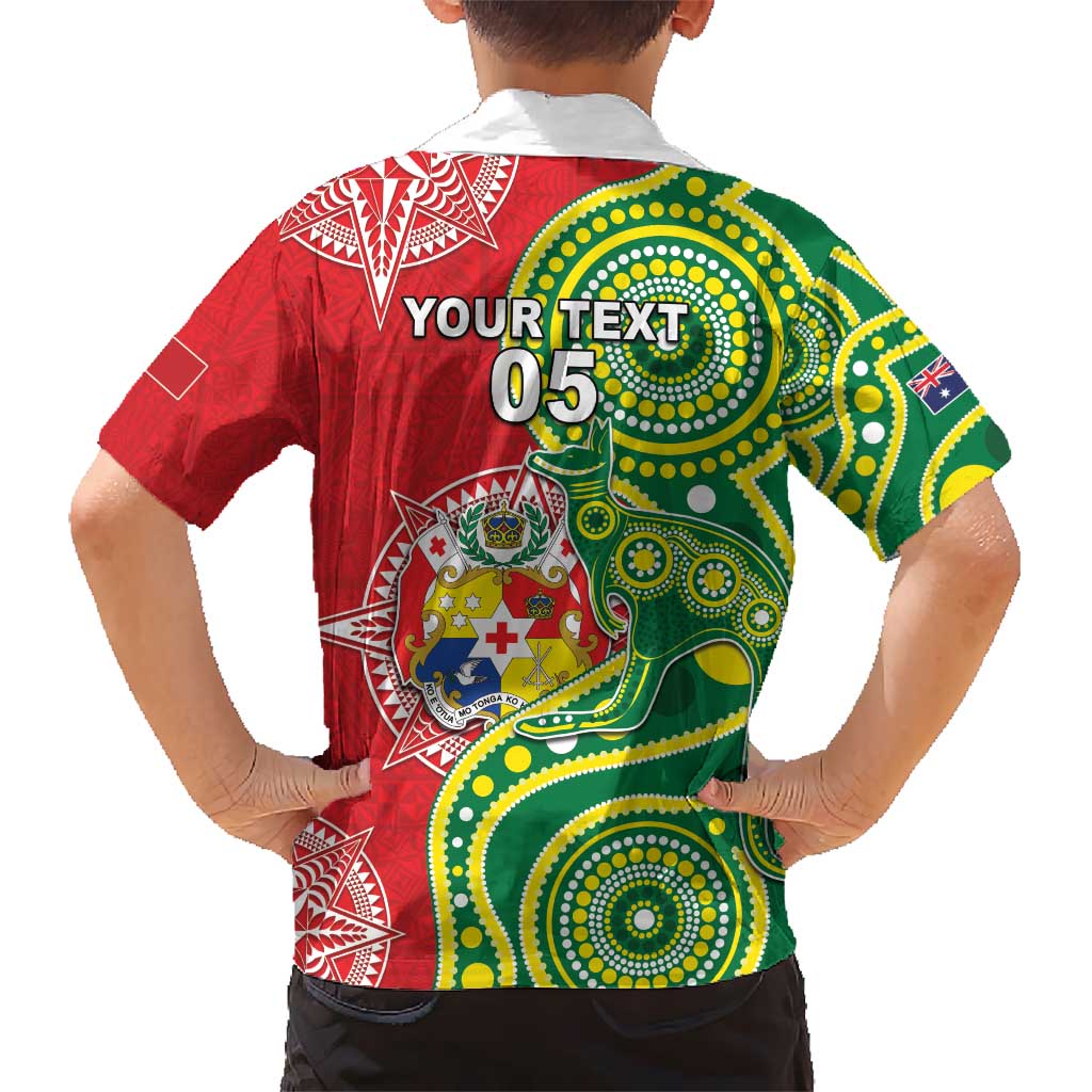 Custom Tonga Australia Rugby Kid Hawaiian Shirt Kangaroos And Tonga Mate Maa Together