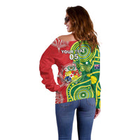 Custom Tonga Australia Rugby Off Shoulder Sweater Kangaroos And Tonga Mate Maa Together