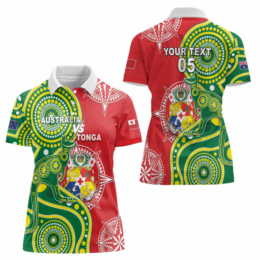 Custom Tonga Australia Rugby Women Polo Shirt Kangaroos And Tonga Mate Maa Together