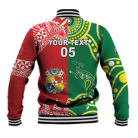 Custom Tonga XIII And Australia Kangaroos Baseball Jacket Mate Maa Tongan Ngatu With Aboriginal LT05 - Polynesian Pride