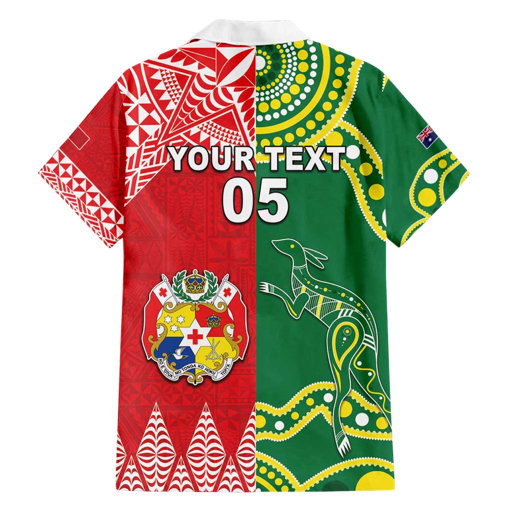 Custom Tonga XIII And Australia Kangaroos Family Matching Tank Maxi Dress and Hawaiian Shirt Mate Maa Tongan Ngatu With Aboriginal