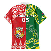 Custom Tonga XIII And Australia Kangaroos Family Matching Tank Maxi Dress and Hawaiian Shirt Mate Maa Tongan Ngatu With Aboriginal