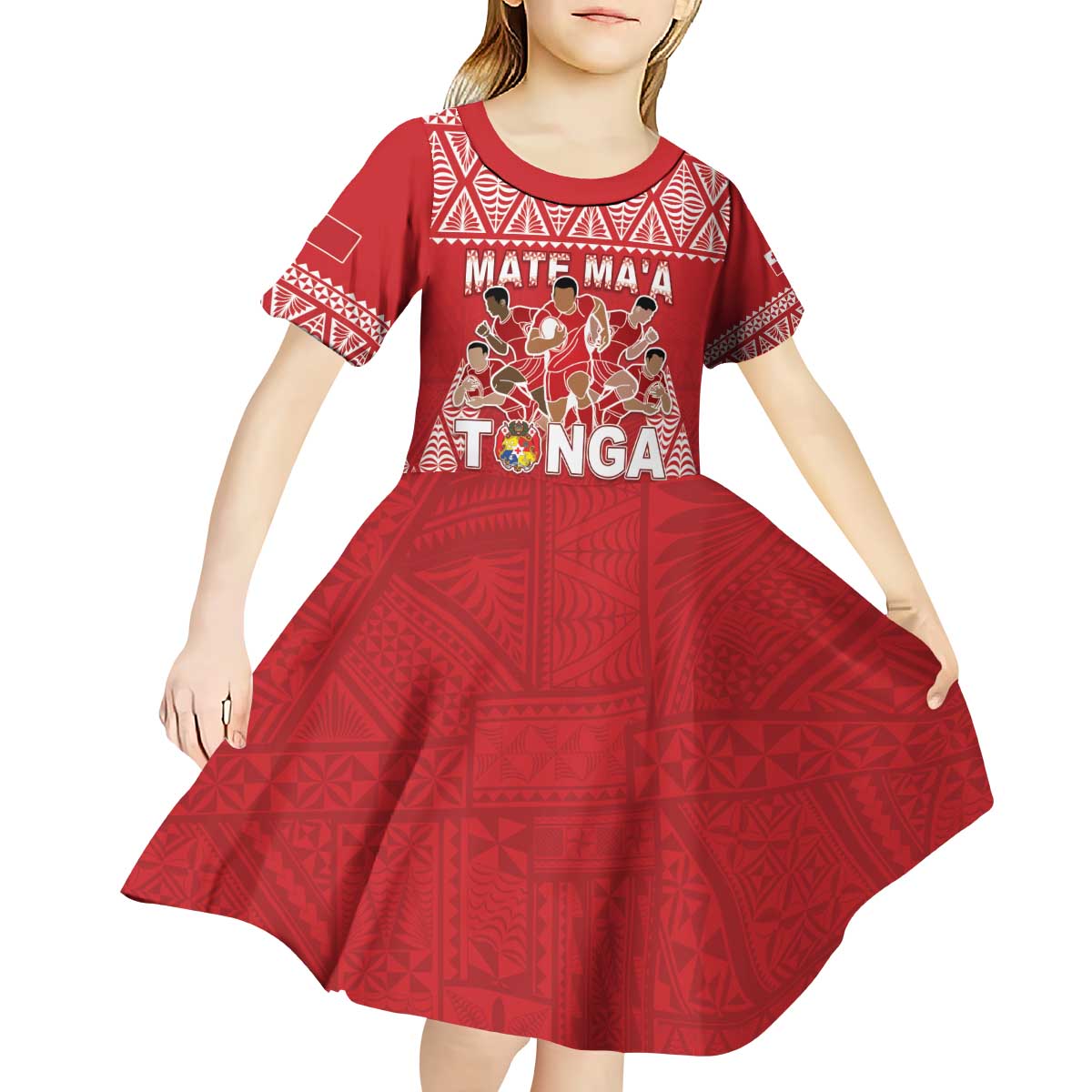 Custom Tonga Rugby Kid Short Sleeve Dress Tonga Mate Ma'a Take The Lead