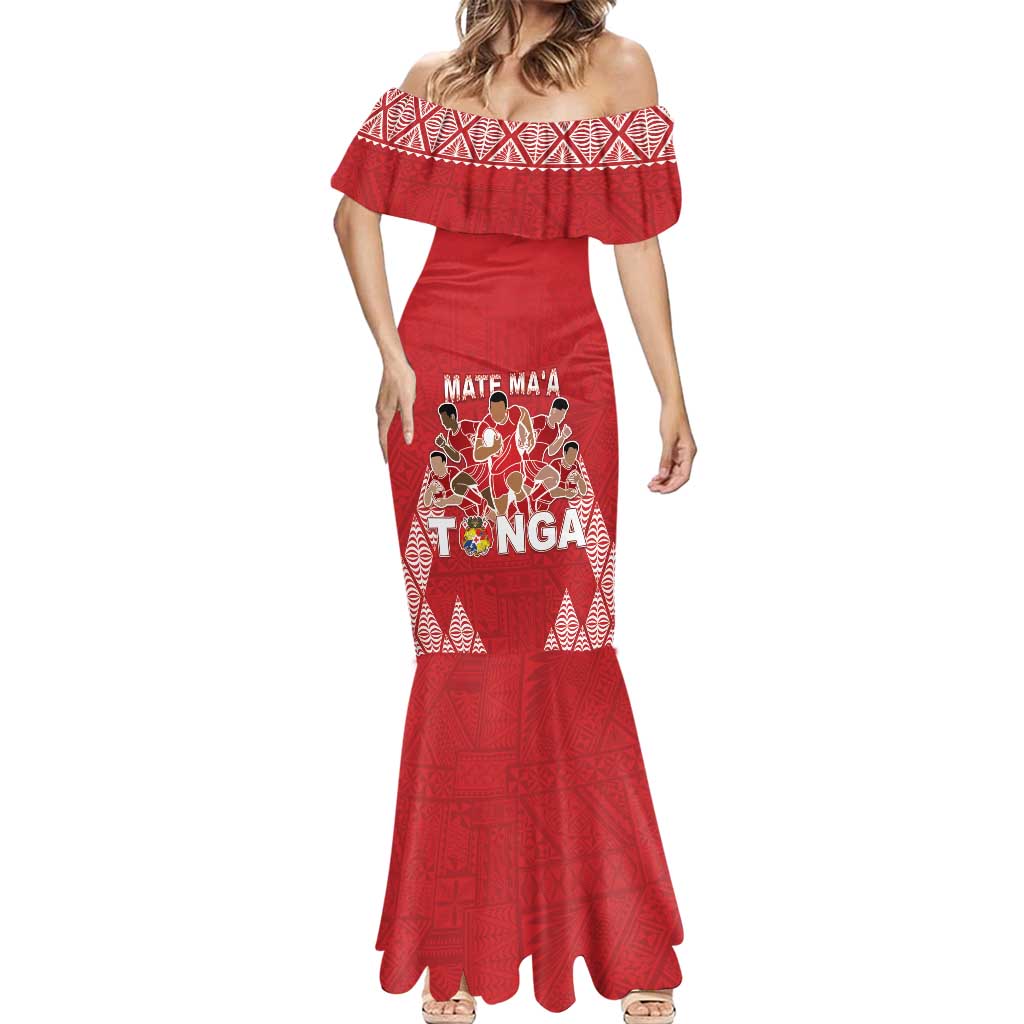 Custom Tonga Rugby Mermaid Dress Tonga Mate Ma'a Take The Lead