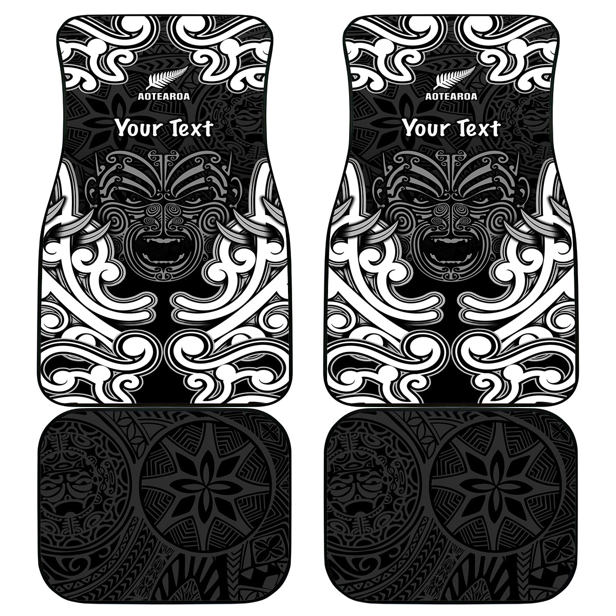 Personalised Aotearoa Car Mats Toitu Te Tiriti O Waitangi LT05 Black - Polynesian Pride