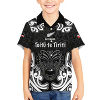 Personalised Aotearoa Kid Hawaiian Shirt Toitu Te Tiriti O Waitangi LT05 Kid Black - Polynesian Pride