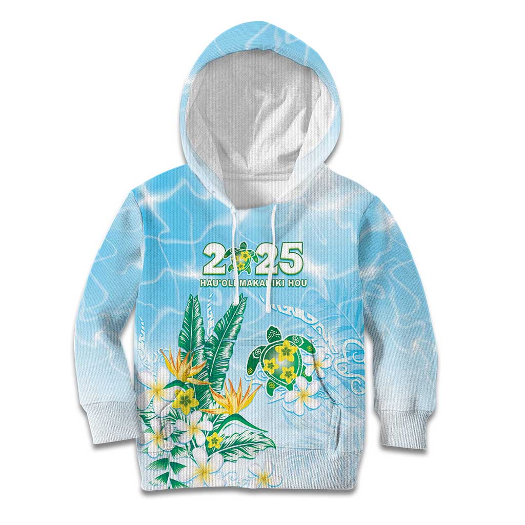 Personalised 2025 Aloha Hawaii Kid Hoodie Tropical Flowers And Honu LT05 Hoodie Blue - Polynesian Pride