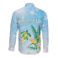 Personalised 2025 Aloha Hawaii Long Sleeve Button Shirt Tropical Flowers And Honu