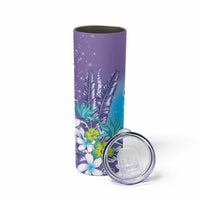 Hawaii Honu Skinny Tumbler Tropical Flowers Purple Gradient
