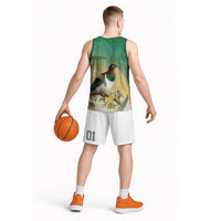 New Zealand Pigeon Kereru Basketball Jersey Maori Fern Art Green Gradient - Polynesian Pride