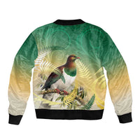 New Zealand Pigeon Kereru Bomber Jacket Maori Fern Art Green Gradient LT05 - Polynesian Pride