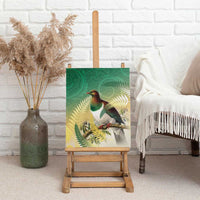 New Zealand Pigeon Kereru Canvas Wall Art Maori Fern Art Green Gradient - Polynesian Pride