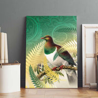 New Zealand Pigeon Kereru Canvas Wall Art Maori Fern Art Green Gradient - Polynesian Pride