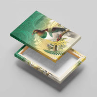 New Zealand Pigeon Kereru Canvas Wall Art Maori Fern Art Green Gradient - Polynesian Pride