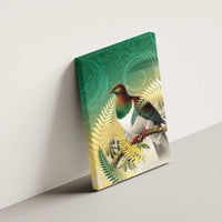 New Zealand Pigeon Kereru Canvas Wall Art Maori Fern Art Green Gradient - Polynesian Pride