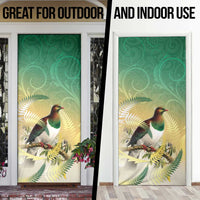 New Zealand Pigeon Kereru Door Cover Maori Fern Art Green Gradient - Polynesian Pride