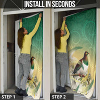 New Zealand Pigeon Kereru Door Cover Maori Fern Art Green Gradient - Polynesian Pride