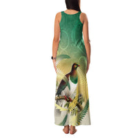 New Zealand Pigeon Kereru Family Matching Tank Maxi Dress and Hawaiian Shirt Maori Fern Art Green Gradient LT05 - Polynesian Pride